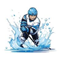 Ice hockey player illustration of a hockey player on ice vector