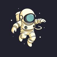 Astronaut flying in outer space illustration on dark background vector
