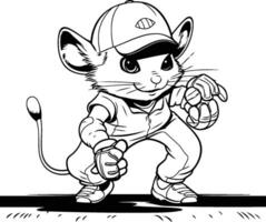Cat Baseball Player Mascot illustration ready for vinyl cutting vector