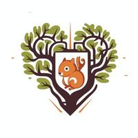 Squirrel logo illustration of a squirrel in a shield vector