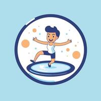 Man jumping in water illustration in a flat design style vector