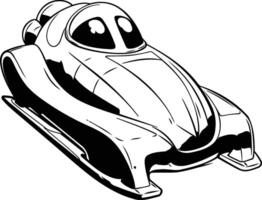 illustration of a racing car Black and white design element vector