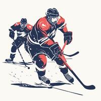 Hockey player in action illustration in grunge style vector