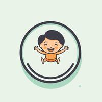 Cute little boy in circle illustration in a flat style vector