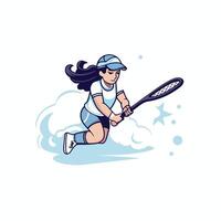 Tennis player with racket and ball illustration in cartoon style vector