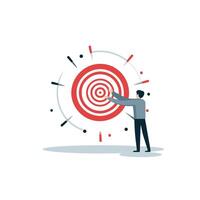 Businessman pointing at target illustration in flat design style vector