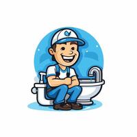 Plumber Smiling Toilet Icon Plumber Smiling Toilet vector