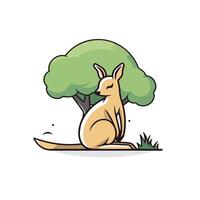 Kangaroo sitting in a tree illustration in cartoon style vector