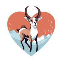 element illustration of a gazelle in the shape of a heart vector