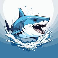 Great white shark with open mouth and sharp teeth illustration vector