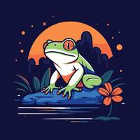 Frog in the jungle illustration for t shirt vector