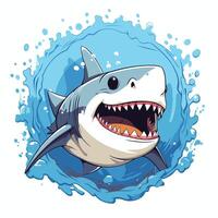 Shark with open mouth and teeth in water illustration vector
