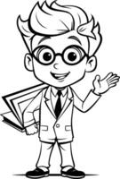element illustration of a boy in a business suit with documents in his hands vector
