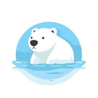 Polar bear in the water illustration in flat style vector