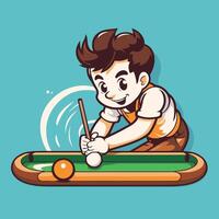 Cartoon boy playing billiards illustration of a boy playing billiards vector