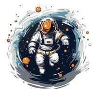 Astronaut in outer space Hand drawn illustration for your design vector