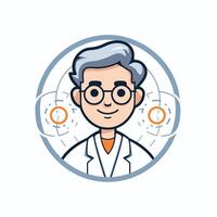 illustration of a doctor in a circle with clock and eye vector