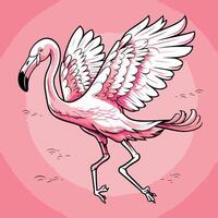 Flamingo illustration of a pink flamingo with wings spread vector