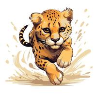Cheetah running with splashes of ink illustration vector