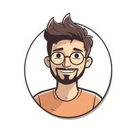 Hipster man with beard and glasses illustration in cartoon style vector