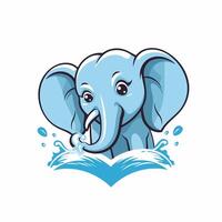 Elephant cartoon illustration on white background Wild animal mascot vector