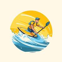 Man kayaking illustration Canoeing or canoeing icon vector