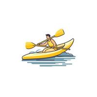 Man in a kayak Flat illustration on white background vector