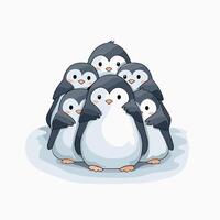 Cute penguins illustration of a group of penguins vector