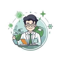 Scientist cartoon character illustration of a scientist in a flat style vector