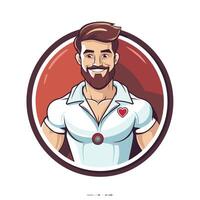Handsome man with beard and mustache illustration in cartoon style vector