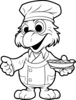 illustration of a cartoon chef with a plate of dumplings vector