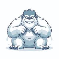 Mascot illustration of a happy gorilla sitting on white background vector