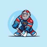 Ice hockey player in helmet and goggles illustration of hockey player vector