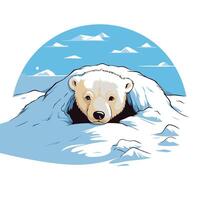 Polar bear in the snow illustration for your design vector