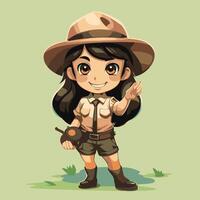 Cute cartoon girl in safari outfit illustration for your design vector