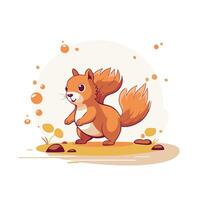 Cute squirrel Cartoon character illustration in a flat style vector