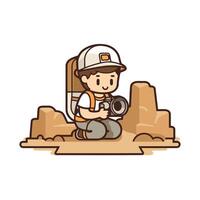 Cute photographer with camera in hand illustration on white background vector