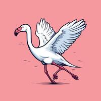 image of a flying white flamingo on a pink background vector