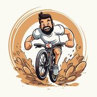 Cyclist riding a bicycle illustration on a white background vector