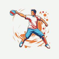 Handball player with a ball illustration of a handball player vector