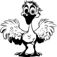illustration of a turkey in black and white colors on a white background vector