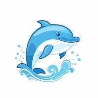 Dolphin jumping out of water illustration isolated on white background vector