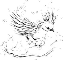 Hand drawn sketch of a flying bird illustration on white background vector