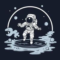 Astronaut in the water illustration on a dark background vector