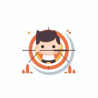 Businessman aiming at target illustration in flat design style vector