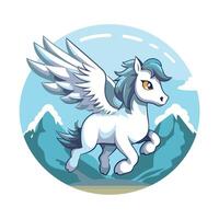 Pegasus with wings flying in the sky illustration vector