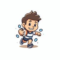 Cute little boy running cartoon element Illustration on a white background vector