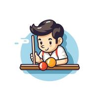 Boy playing billiards illustration in a flat style vector