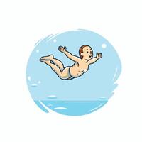 Swimmer in the pool Flat style illustration on white background vector