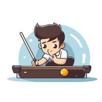 Boy playing billiards illustration of a boy playing billiards vector